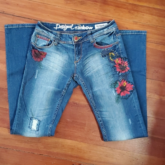 Desigual Denim - Desigual Rainbow The Dream Painted Jeans Sz 28